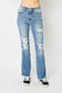 Judy Blue Full Size Distressed Raw Hem Bootcut Jeans