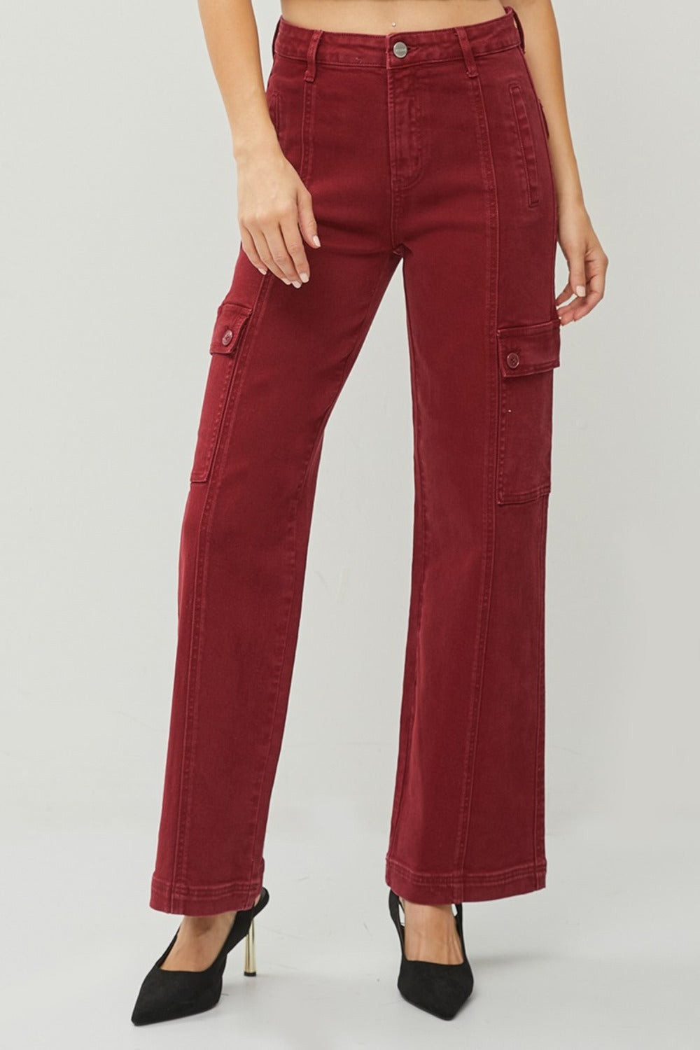 High Rise Wide Leg Cargo Jeans