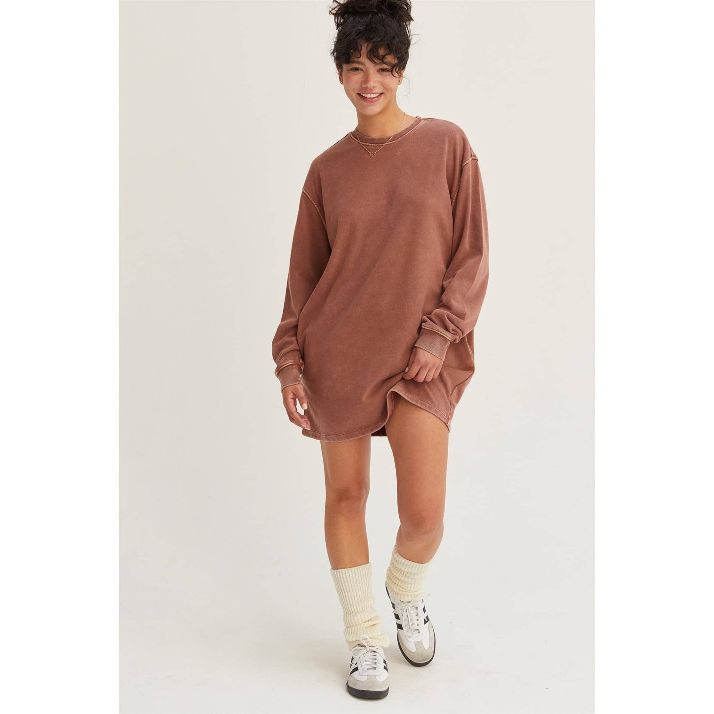 DZ24F726-OVERSIZED MINI SWEATSHIRT DRESS