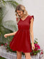 Swiss Dot Ruffled V-Neck Dress