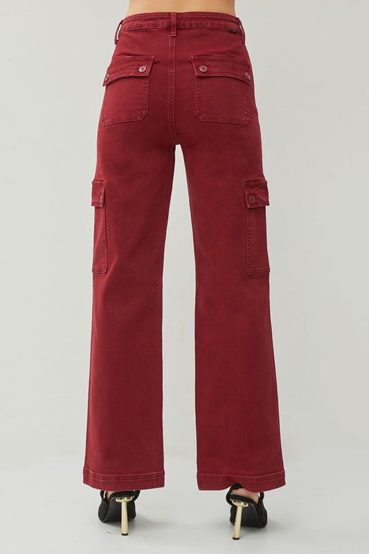 High Rise Wide Leg Cargo Jeans