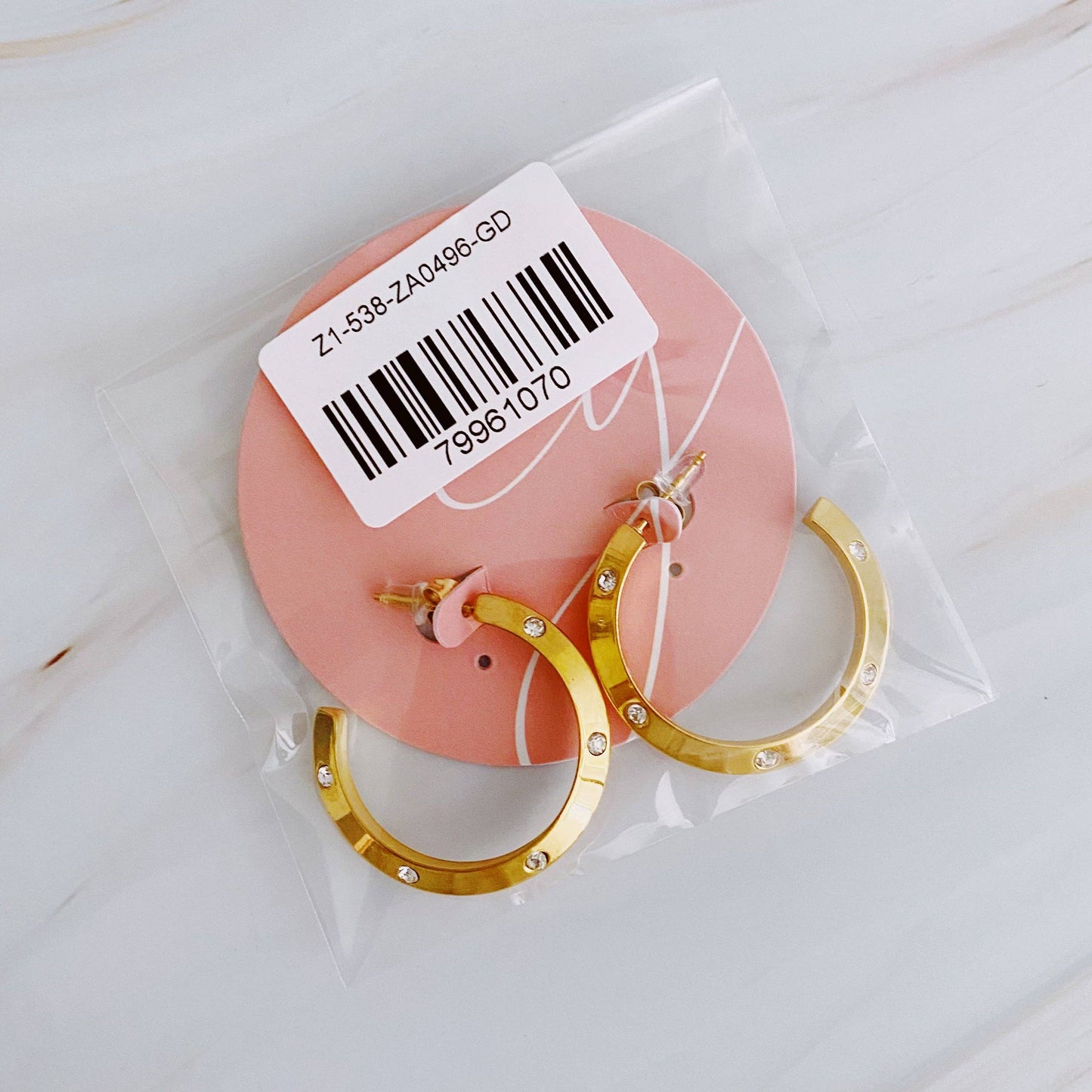 Jewel Studded Dimensional Hoop Earrings