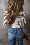 Striped V-Neck Long Sleeve Top