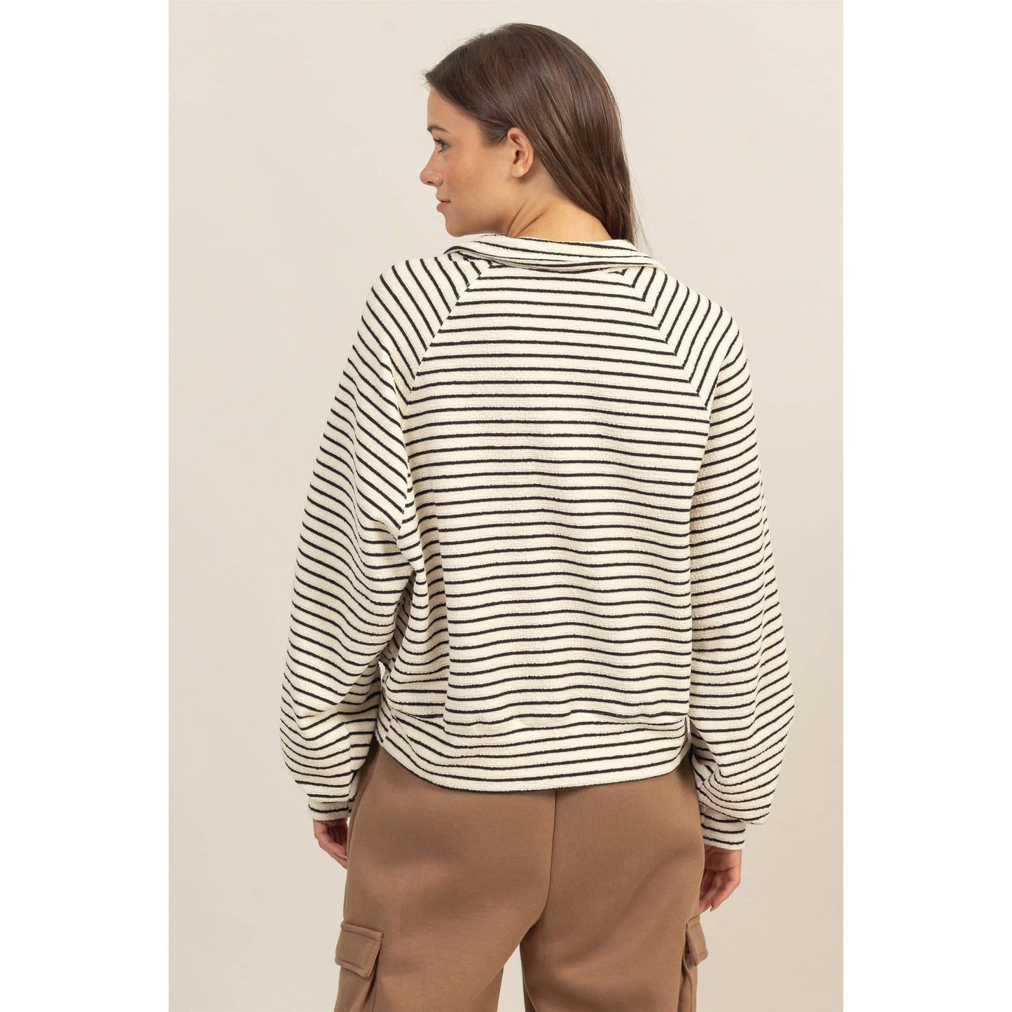 Half Zip striped knit top