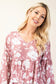 Tiered Floral V-Neck Long Sleeve Blouse