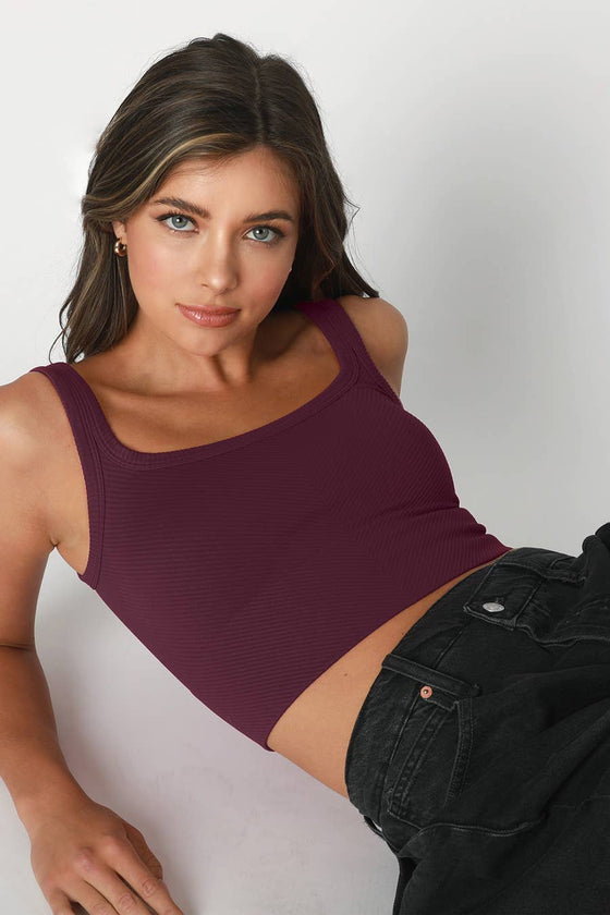 NS7801 - Chevron Ribbed Crop Top