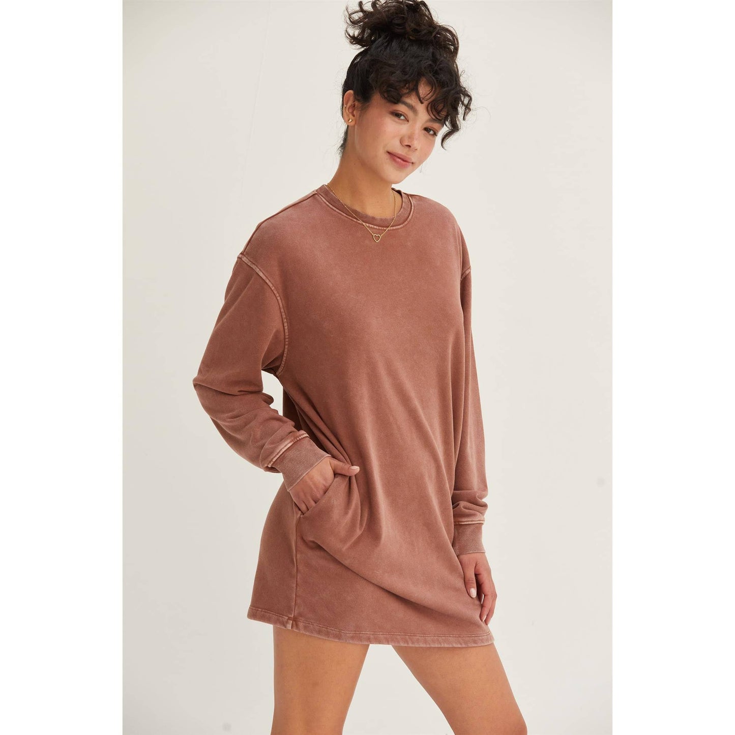 DZ24F726-OVERSIZED MINI SWEATSHIRT DRESS