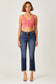 Risen Frayed Hem Cropped Straight Jeans