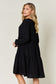 V-Neck Balloon Sleeve Tiered Dress with Pockets