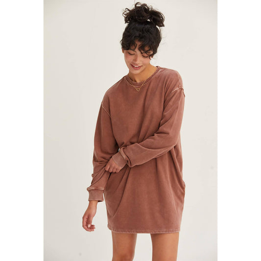 DZ24F726-OVERSIZED MINI SWEATSHIRT DRESS