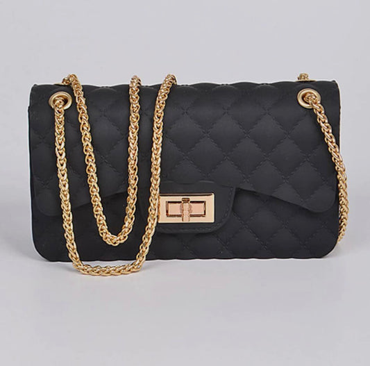 Quilted Jelly Clutch Black