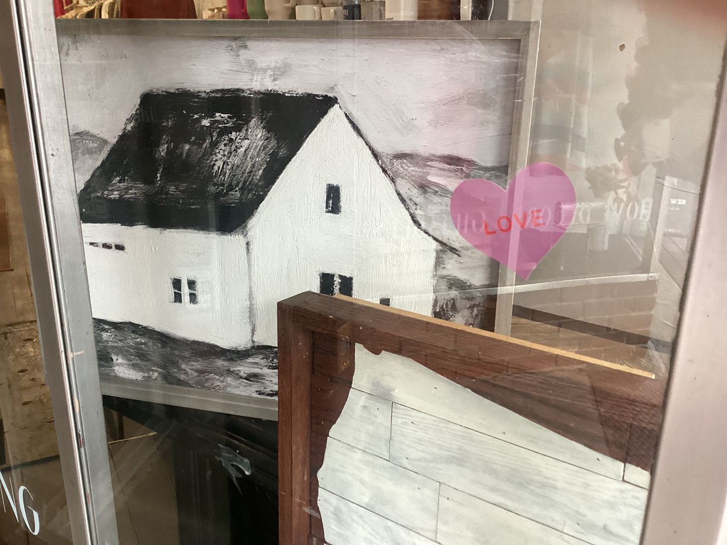 Charcoal barn framed art