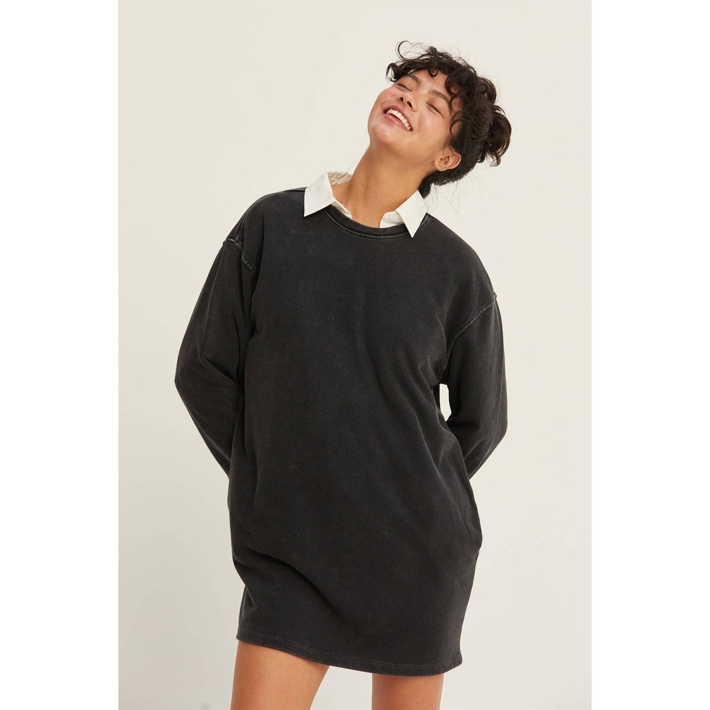 DZ24F726-OVERSIZED MINI SWEATSHIRT DRESS