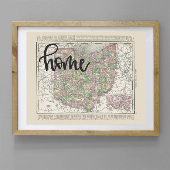 Vintage Map Prints - Ohio