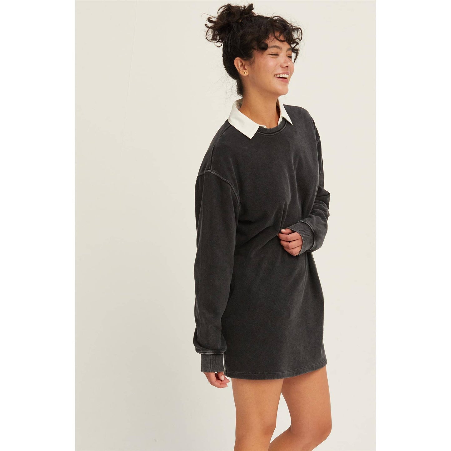 DZ24F726-OVERSIZED MINI SWEATSHIRT DRESS