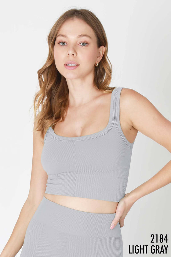 NS7801 - Chevron Ribbed Crop Top