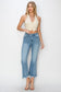 Risen High Rise Frayed Hem Flare Jeans