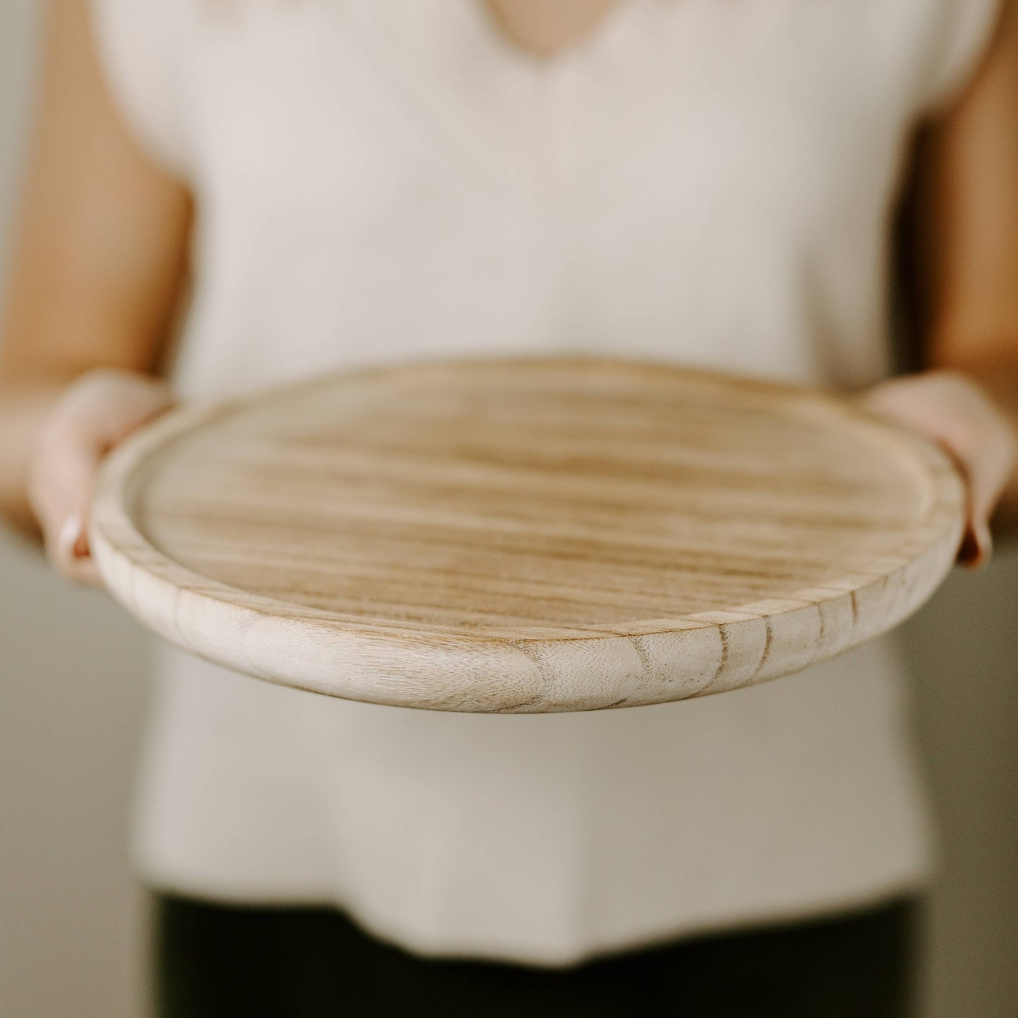 Large Rustic Round Wood Tray