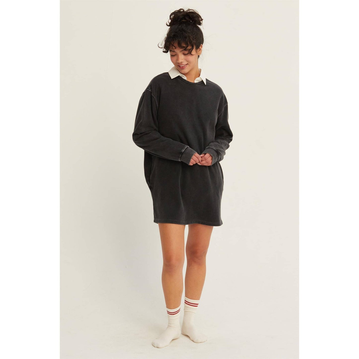 DZ24F726-OVERSIZED MINI SWEATSHIRT DRESS