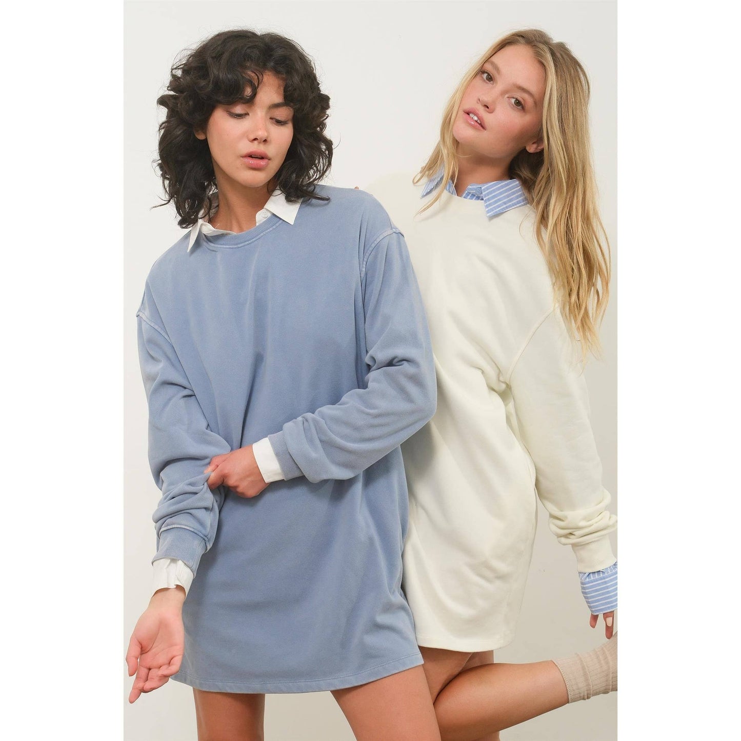 DZ24F726-OVERSIZED MINI SWEATSHIRT DRESS