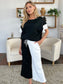 Contrast T-Shirt and Wide Leg Pants Set