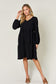 V-Neck Balloon Sleeve Tiered Dress with Pockets