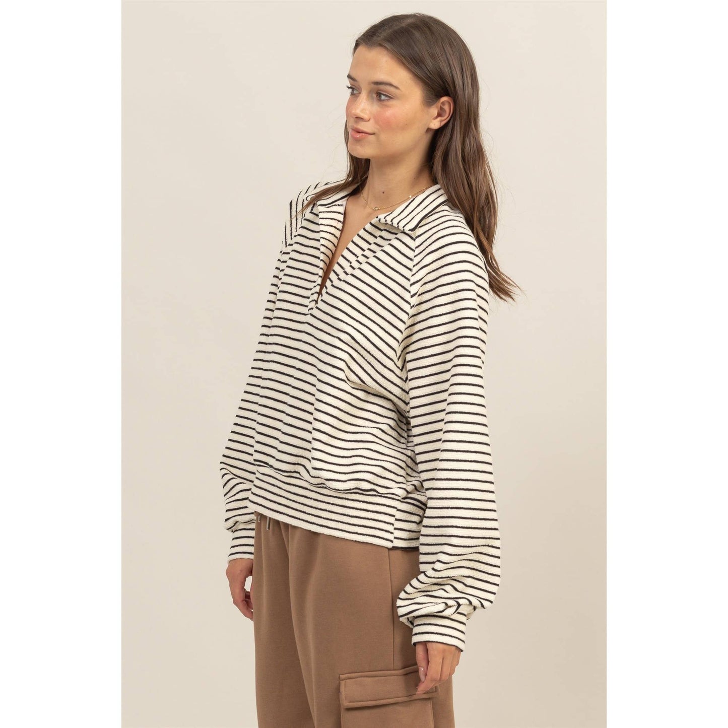 Half Zip striped knit top