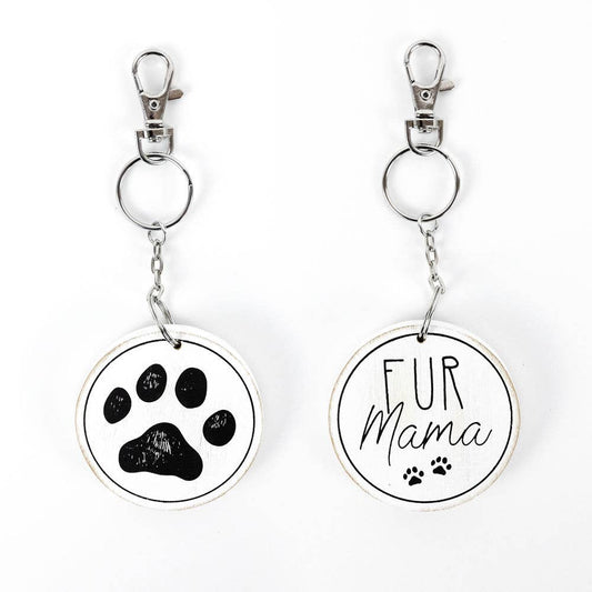 Fur Mama Wood Keychain