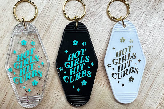 Hot Girls Hit Curbs Motel Key Chain